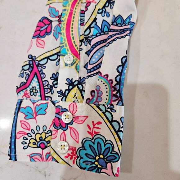 Talbots Plus Size 2X Blossom Paisley Shirt Button-Front Flip Cuff Collar - Picture 7 of 13